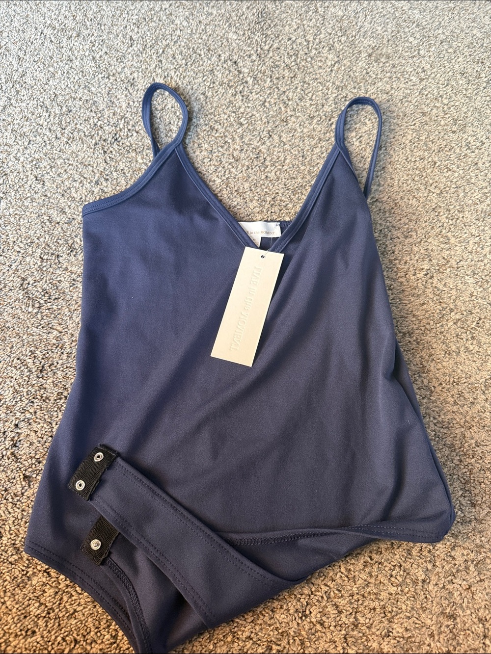 Classic Navy V-Neck Spaghetti Strap Bodysuit